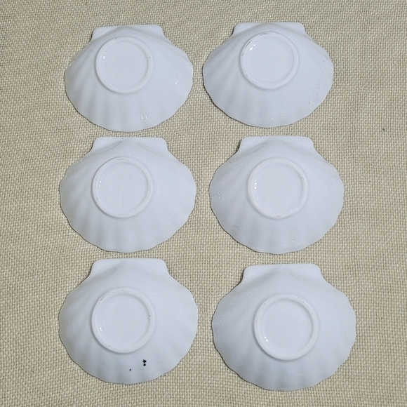 Vintage Portelan Porcelain Scallop Shell Dishes from Romania set of 6 - Picture 3 of 8